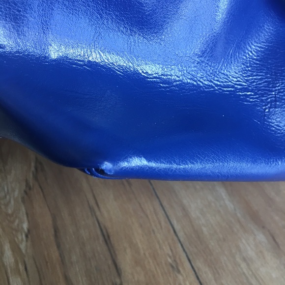 Well Loved Royal Blue Leather & Fur Purse Satchel - Picture 9 of 16